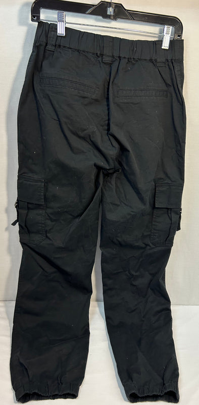Ladies Cargo Pants, Black, Elastic Leg, Size Medium
