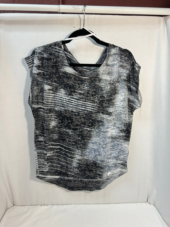 Ladies Active Wear Work-Out Top, Grey Mix, Small, NEW