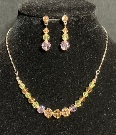 Swarovski Pink Crystal Necklace and Earrings
