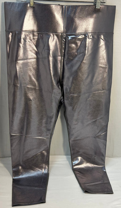 Women’s Stretch Leggings, High Waist, Silver, 3XL,