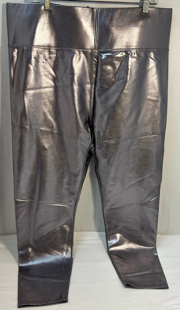 Women’s Stretch Leggings, High Waist, Silver, 3XL,