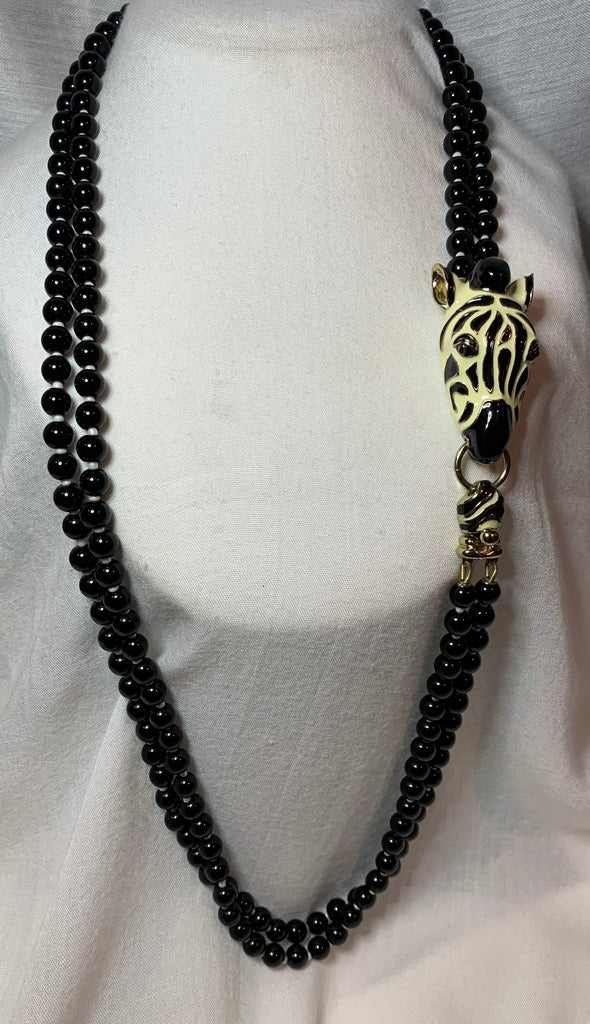 Vintage Enamel Zebra Necklace