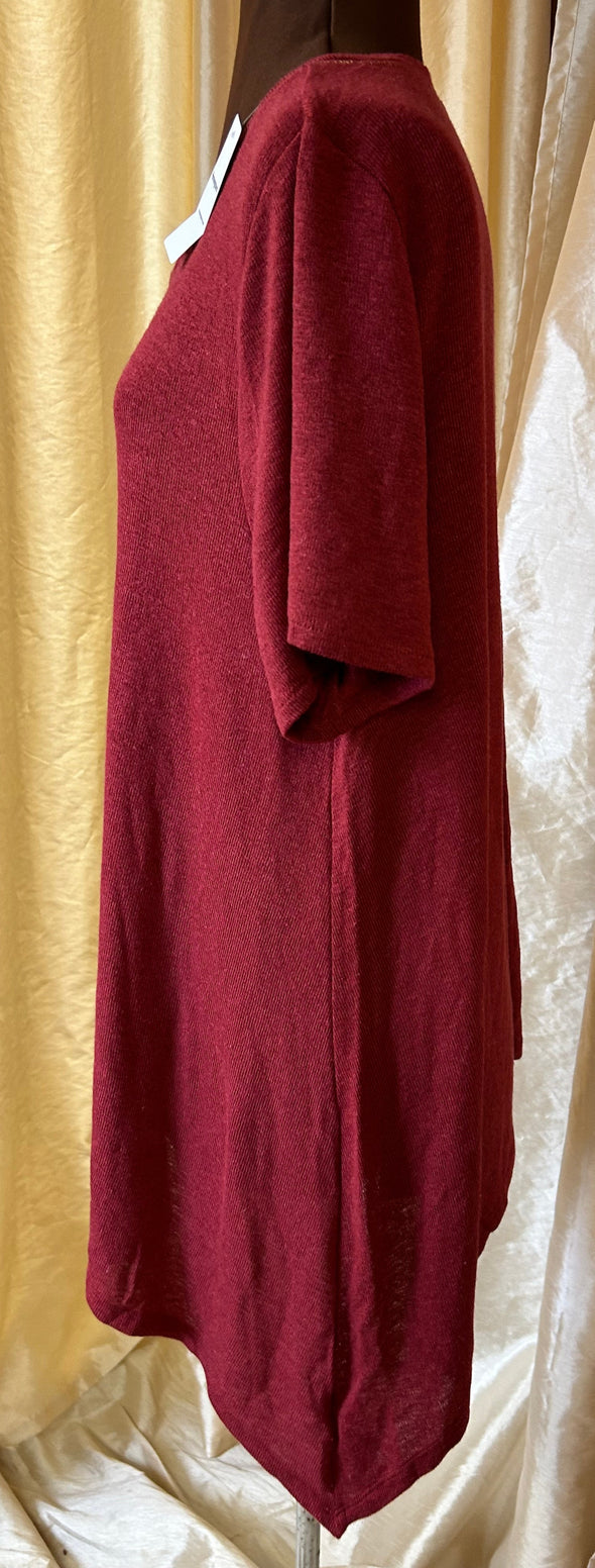 Short Sleeve Asymmetric Tunic Top, Rust, XL, New