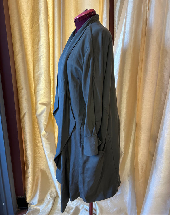 Lightweight Open Front Duster Jacket, Blue/Grey