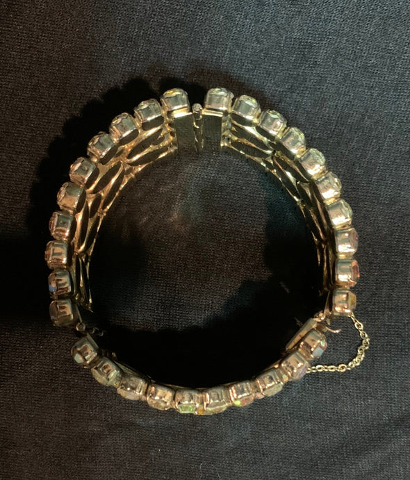 Vintage (1950's) signed Sherman cuff bracelet, Aurora Borealis