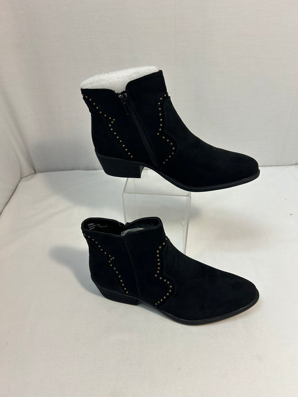 Black Suede Ankle Boots, Size 8, NEW