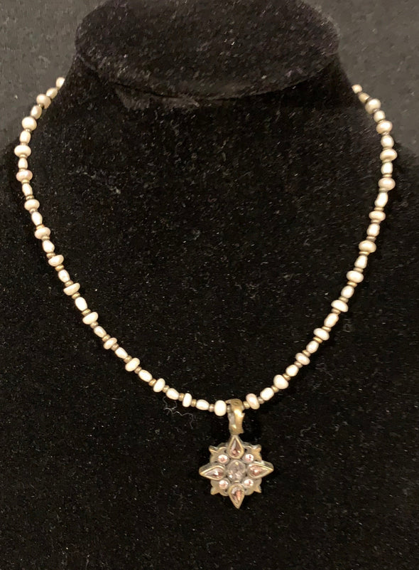 Vintage (Danish) Dyrberg Kern Star Necklace with Pearl Chain