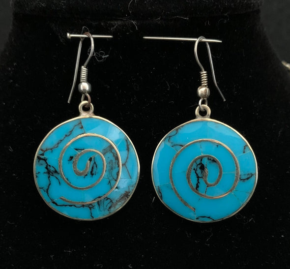 Vintage Mexican 925 Silver Turquoise Pendant, Bracelet and Earrings