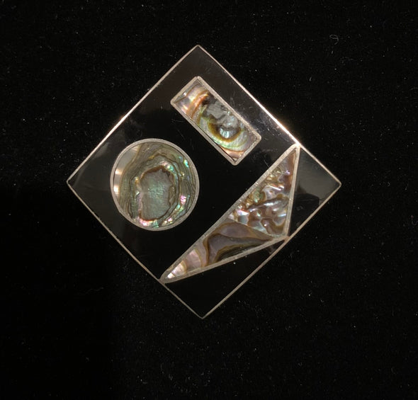 Mexican Alpaca Brooch with Abalone Inlay