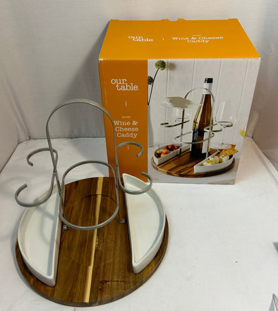 Wine ‘ Cheese Caddy Set 12.75", NEW in Original Box