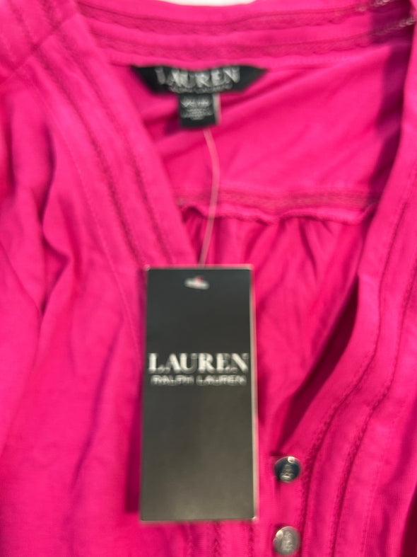 Ladies V-Neck Blouse, Fuchsia, Size Small, NEW