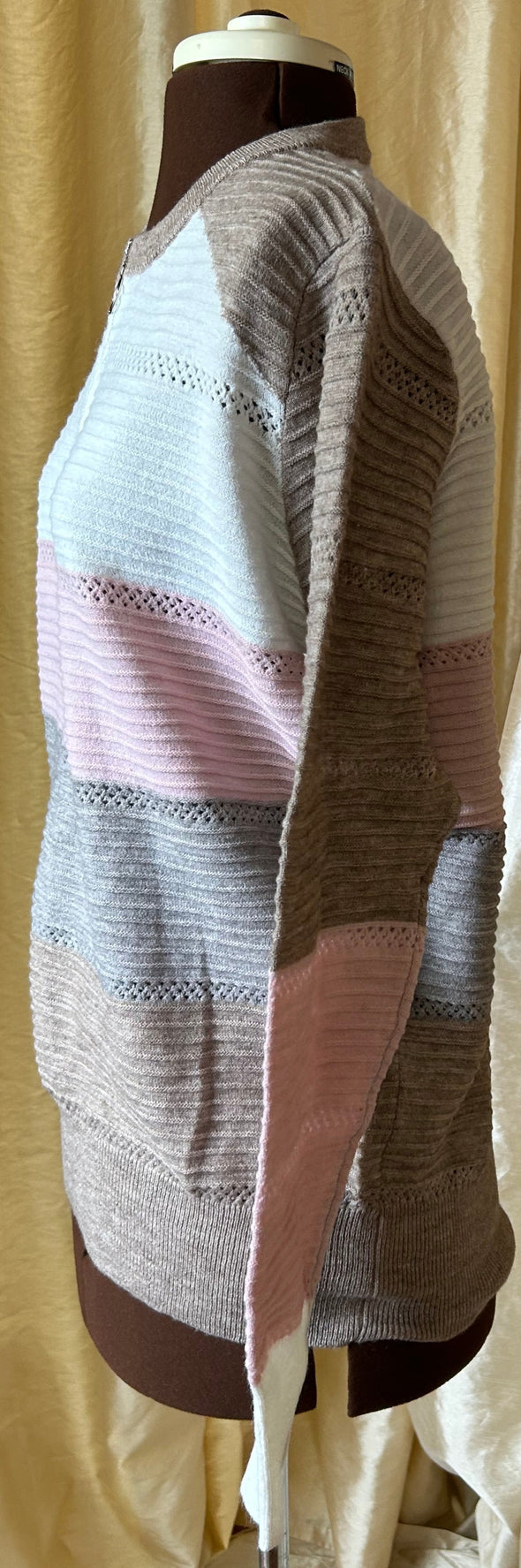 Ladies Long Sleeve 1/4 Zip Sweater, Multi Colour, XXL, NEW