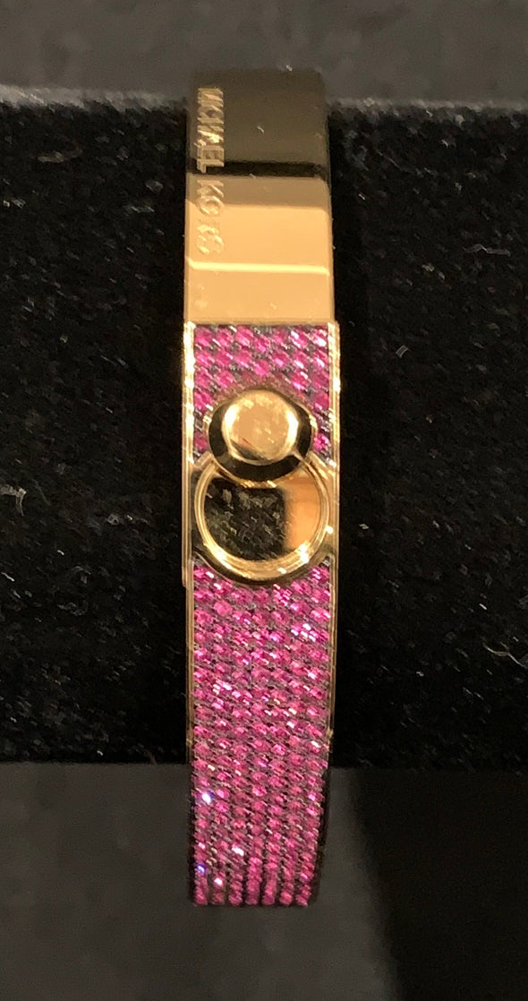 Signed Michael Kors Gold Plated Bracelet with Pink Zirconia