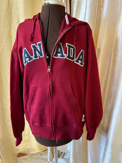 Long Sleeve Team Canada Hoodie, Unisex, Red/White, Med