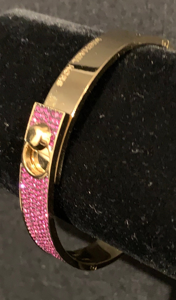 Signed Michael Kors Gold Plated Bracelet with Pink Zirconia