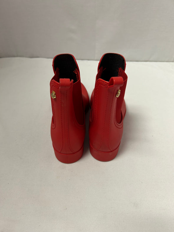 Rubber Ankle Rain Boots, Red, Size 7