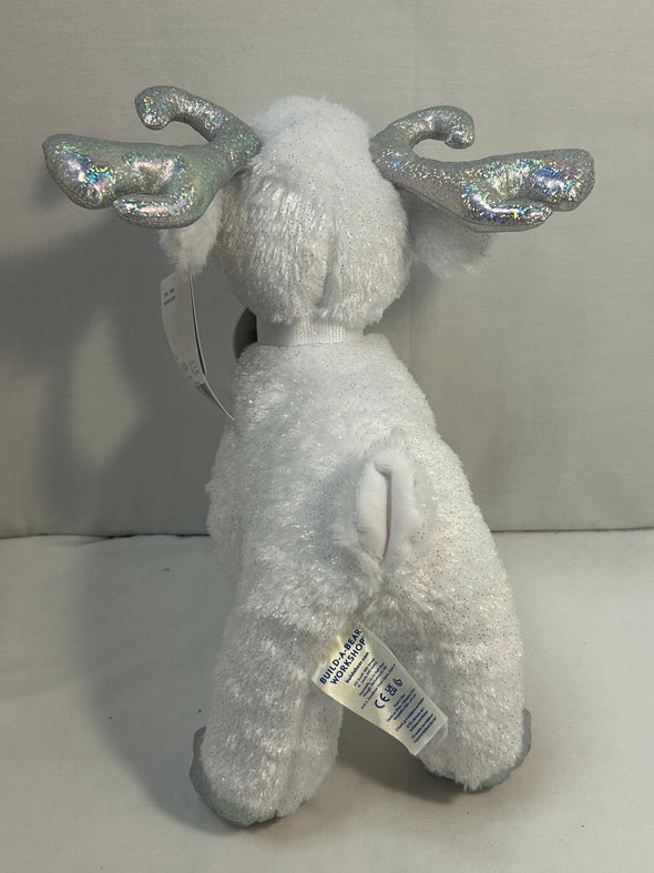 Glisten Reindeer Plush Toy, 17" x 10" White & Sparkle, New