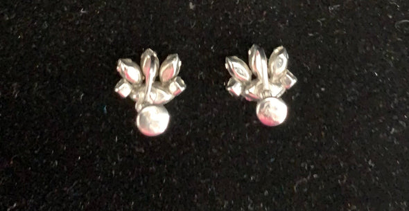 Signed Vintage Sherman Crystal Rhinestone Bead Cluster Earrings, and Clear Stone, screw back Earrings