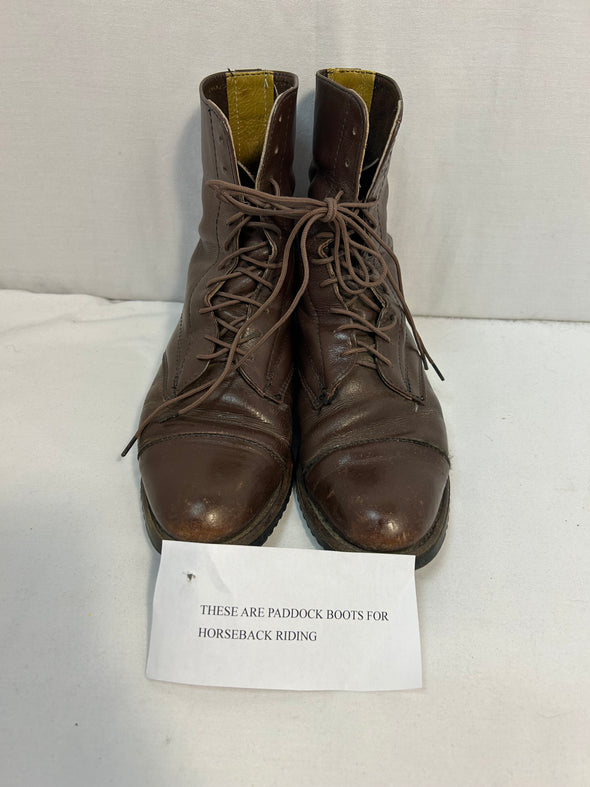 Ankle Length Riding/Paddock Boots, Brown Leather, 7.5