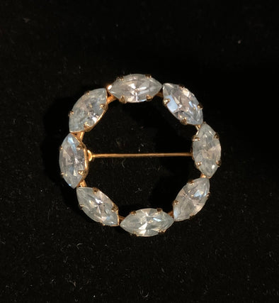 Vintage Signed Australian Crystal Round Brooch