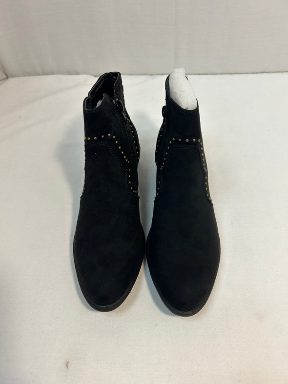 Black Suede Ankle Boots, Size 8, NEW