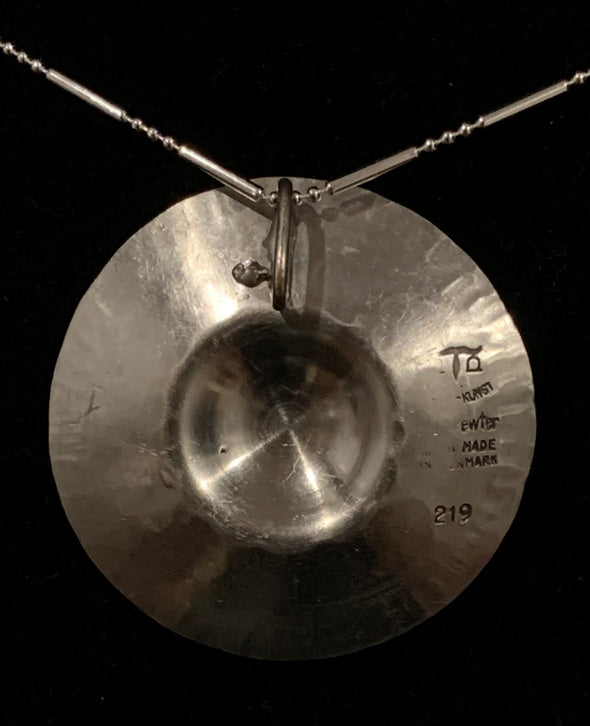 Signed Jyde Kunst Danish Pewter Necklace with 925 Silver Chain