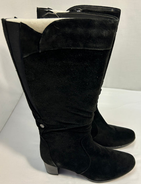 Ladies Knee Length Boots, Lined, Black, Size 8.5, NEW
