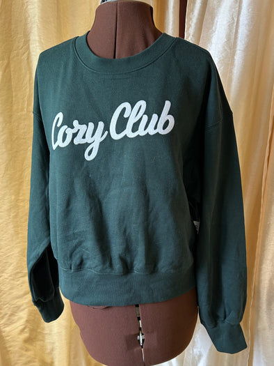 Long Sleeve Ladies Sweat Shirt, Dark Green, Size Medium, NEW