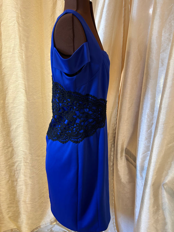 Ladies Sleeveless Dress, Size 12, Cobalt Blue/Black NEW With Tags