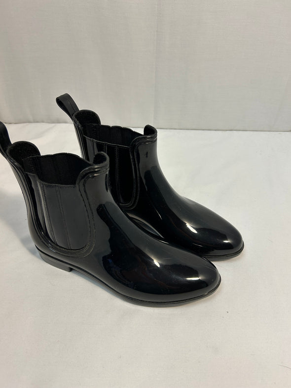 Shiny Rubber  Women’s Ankle Rain Boots, Black, Size 38.5, NEW