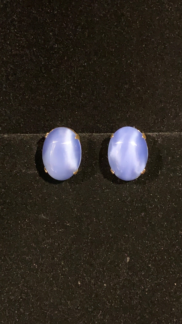 Vintage Faux Blue Moonstone Brooch and Earrings