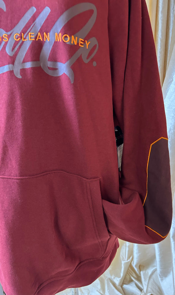 Men's Fleece Lined Hoodie, Burgundy, Size Large