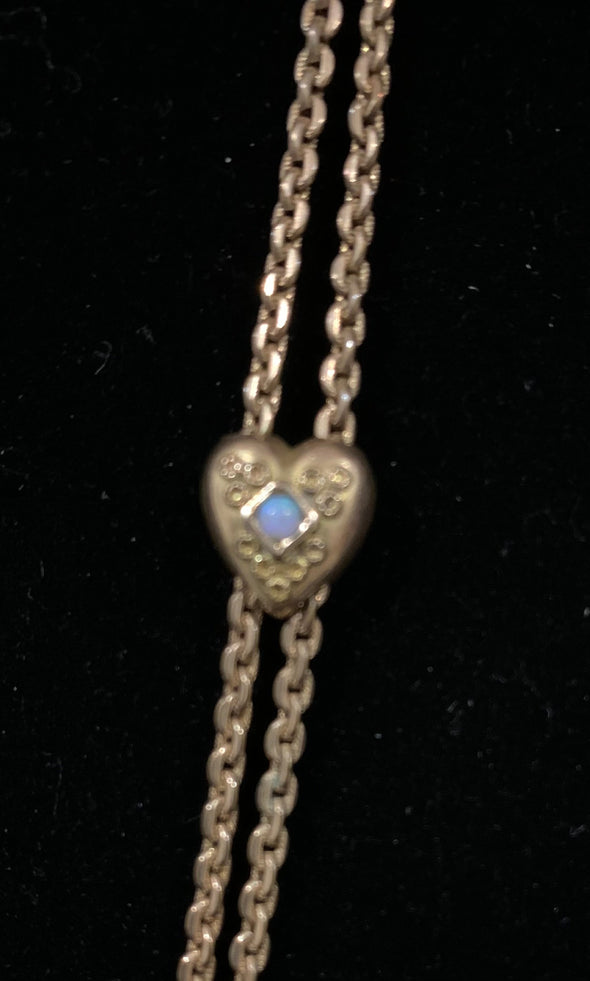 Antique Gold Plate Opal (Heart) Pocket Watch Fob