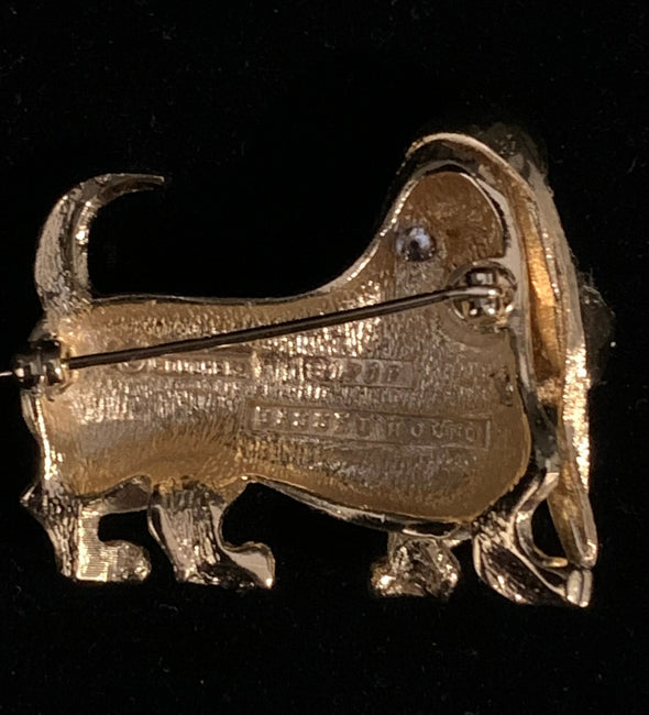 Boucher Goldtone Basset Hound Dog Brooch