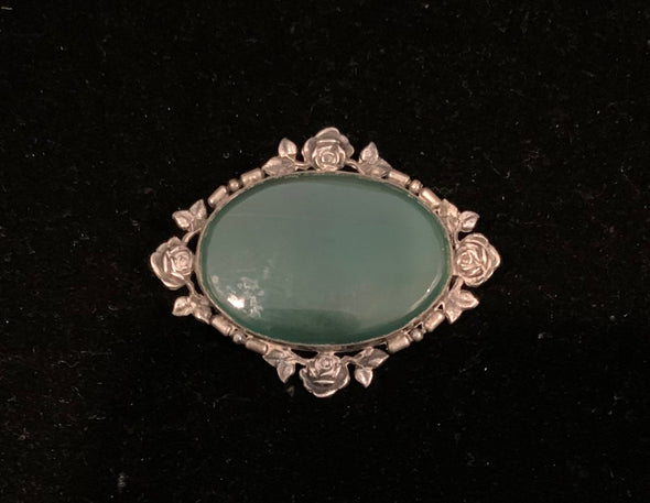 Vintage Brooch with Green Stone