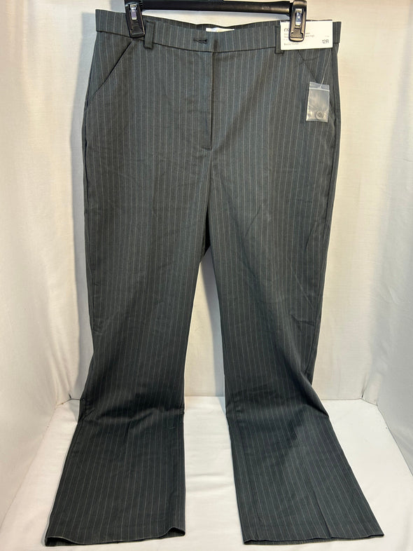 Ladies Trousers, Dark Grey Pin Stripe, Size 12R, NEW