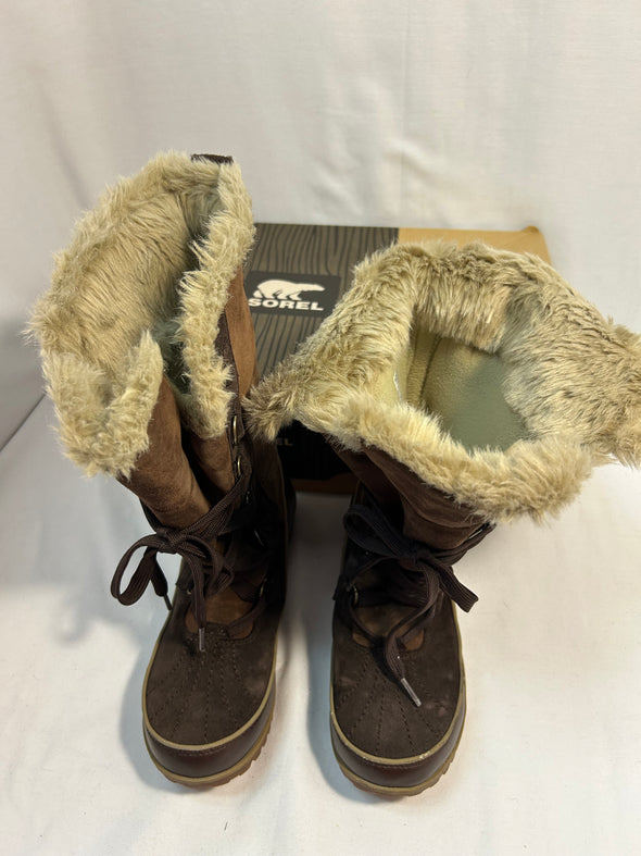 Ladies High Snow Boots, Brown, Size 8,