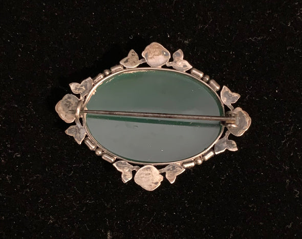 Vintage Brooch with Green Stone