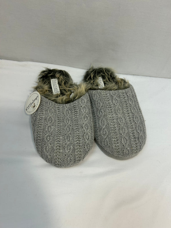 Mule Slip-On Slippers, Grey, Small/Medium, Faux Fur Lined NEW