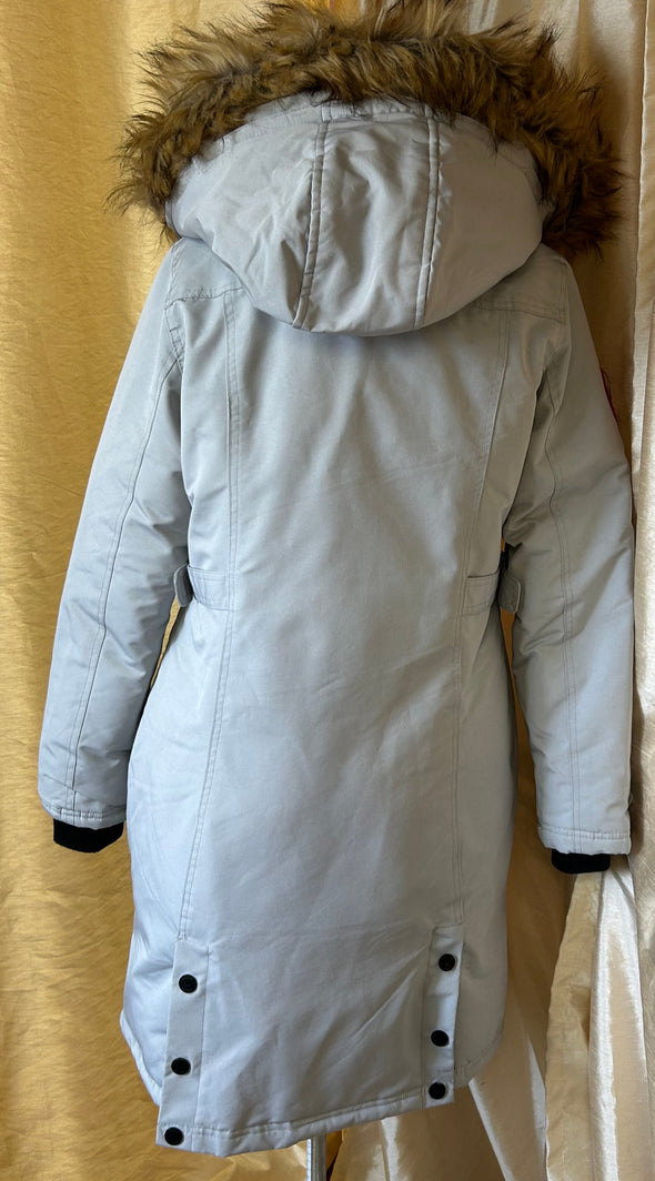 Ladies Winter Coat Grey, Zip & Button Front, Medium, NEW,