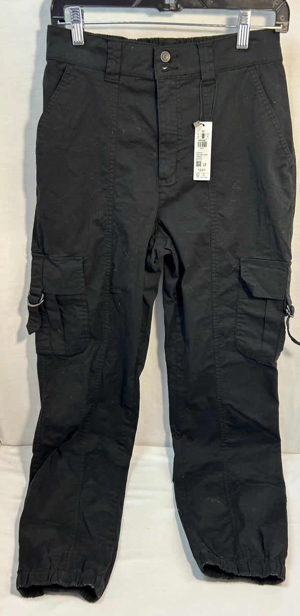Ladies Cargo Pants, Black, Elastic Leg, Size Medium