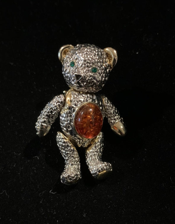 Vintage Articulating Teddy Bear Brooch/Pendant