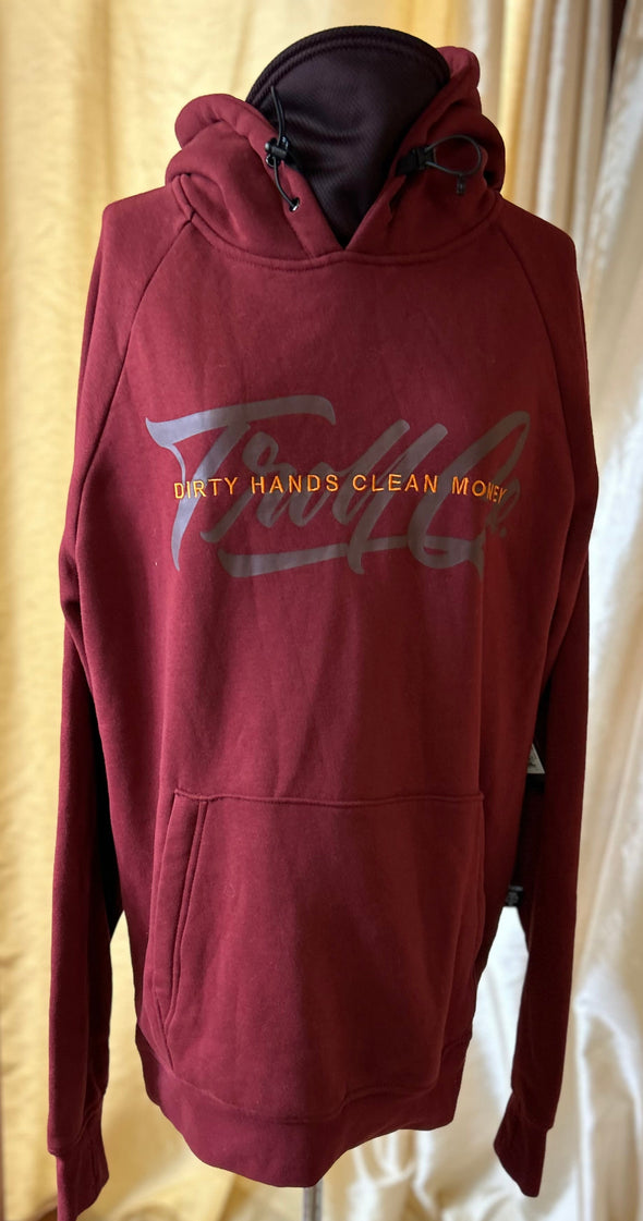 Men's Fleece Lined Hoodie, Burgundy, Size Large