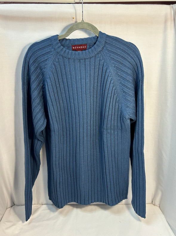 Men's Raglan Sleeve Sweater, Blue, Size 40, Medium, NEW