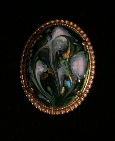 Unique Paint Swirl Enameled Brooch by Moiseyev