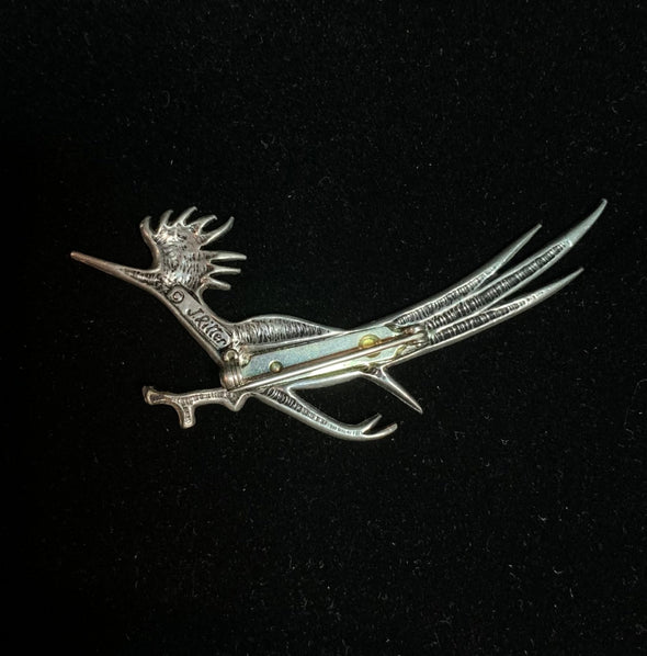 J Ritter Pewter Roadrunner Brooch