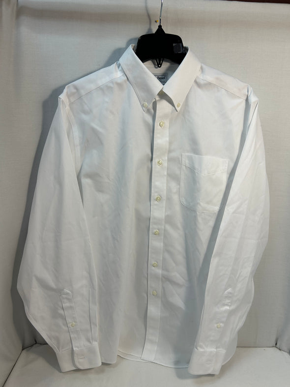 Long Sleeve Shirt, White, Size 15.5x35. Regular Fit. LL Bean, NEW