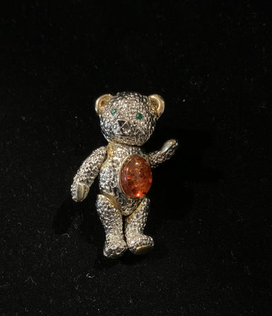 Vintage Articulating Teddy Bear Brooch/Pendant