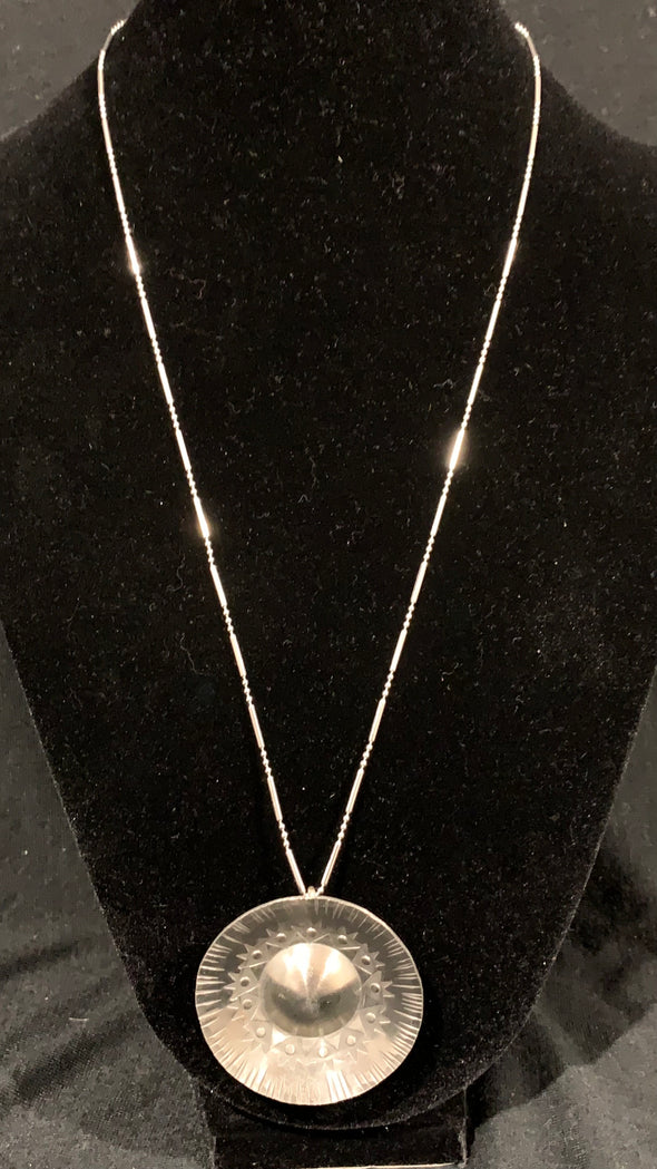 Signed Jyde Kunst Danish Pewter Necklace with 925 Silver Chain