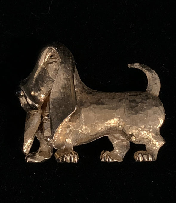 Boucher Goldtone Basset Hound Dog Brooch